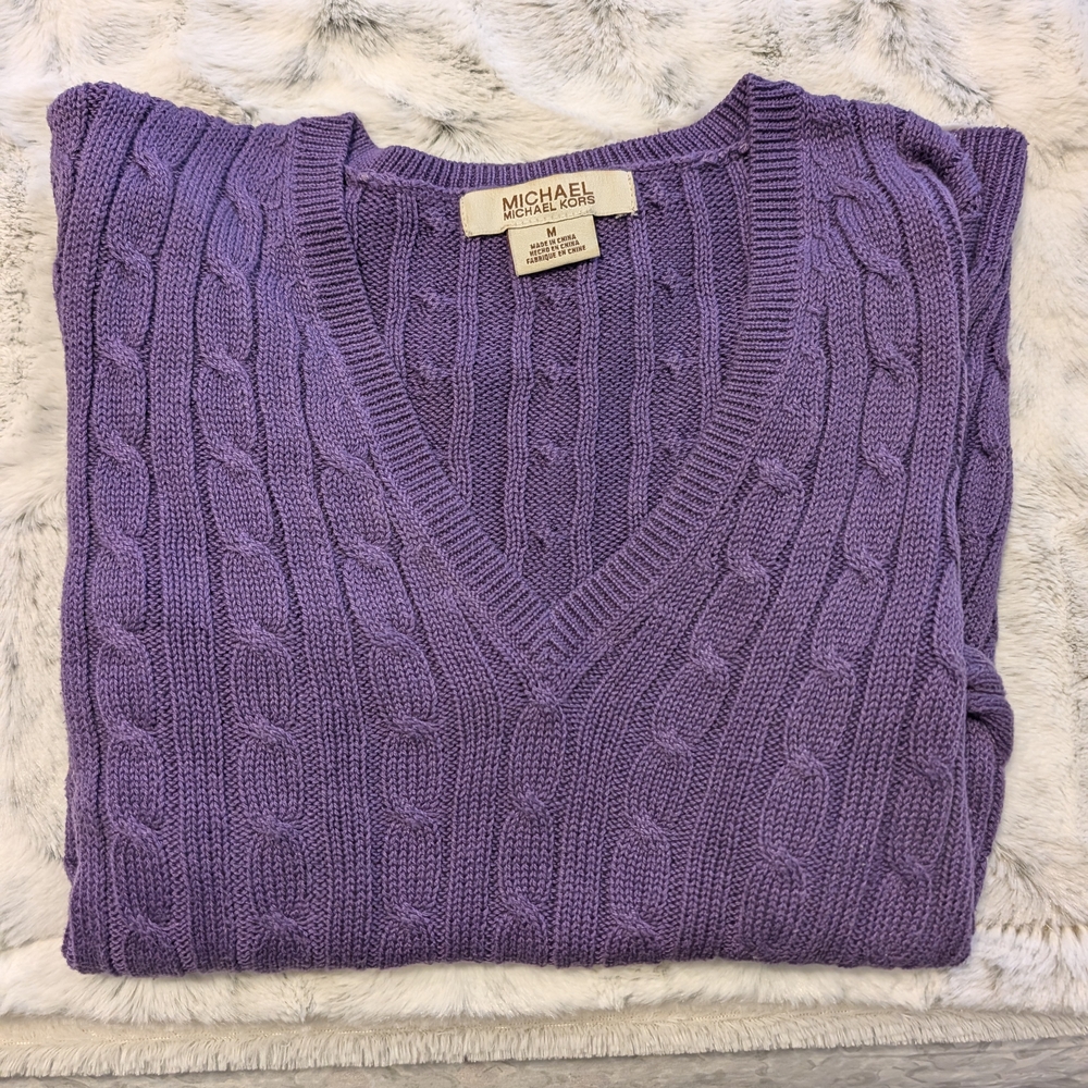 Michael Kors V-Neck Sweater in Purple